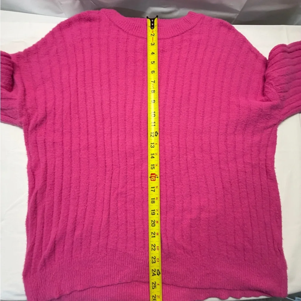 aerie Ribbed Crewneck Sweater in Bright Pink Very Oversized - Picture 7 of 8